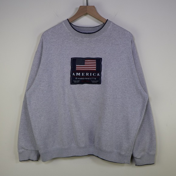 C&B Sport by Croft & Barrow Other - Vintage 90s C&B Sport America Flag Sweatshirt Size Large Gray Oversized